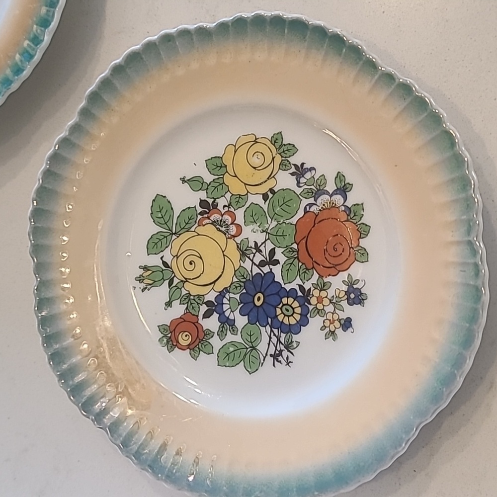 Celebrate Registered Germany Handpainted Plate Embossed Lusterware Roses